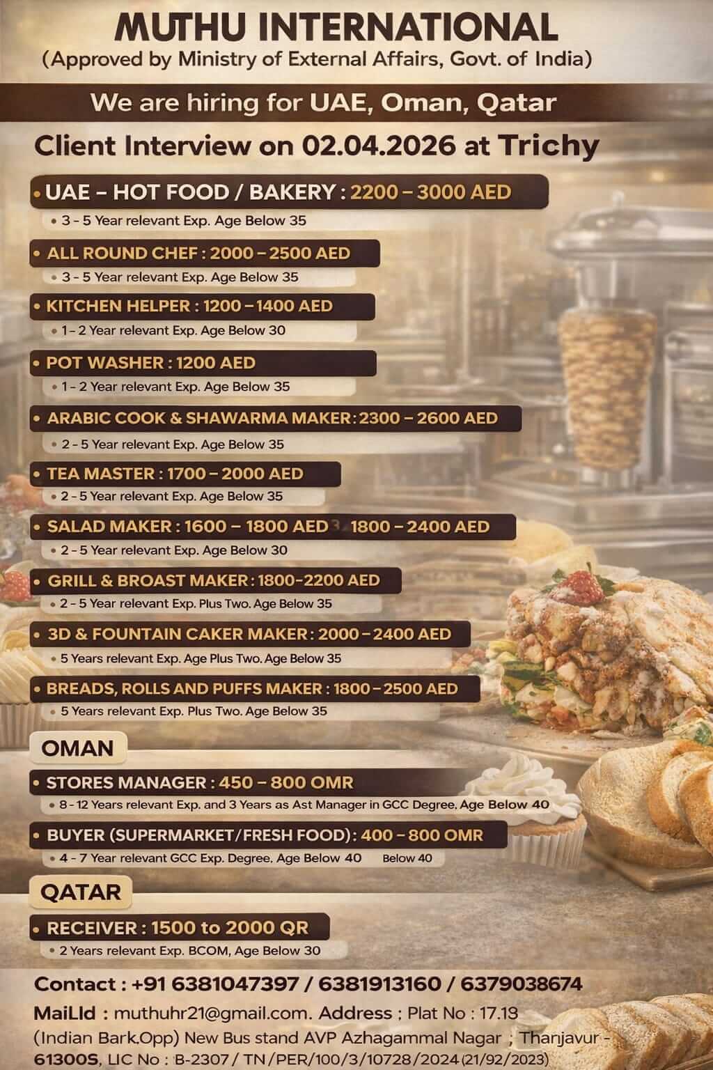 WANTED FOR MIDDLE EAST COUNTRYS