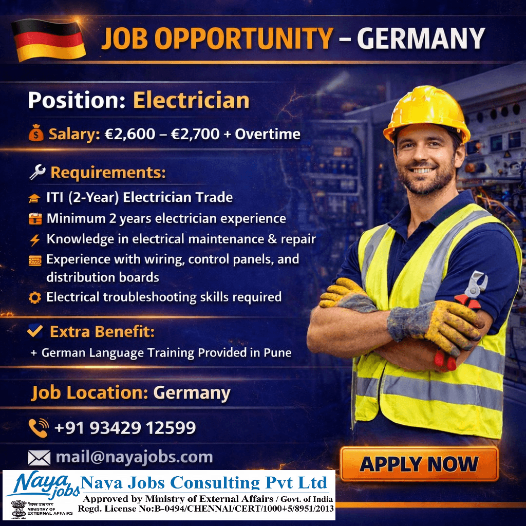 URGENT HIRING - ELECTRICIAN (GERMANY)