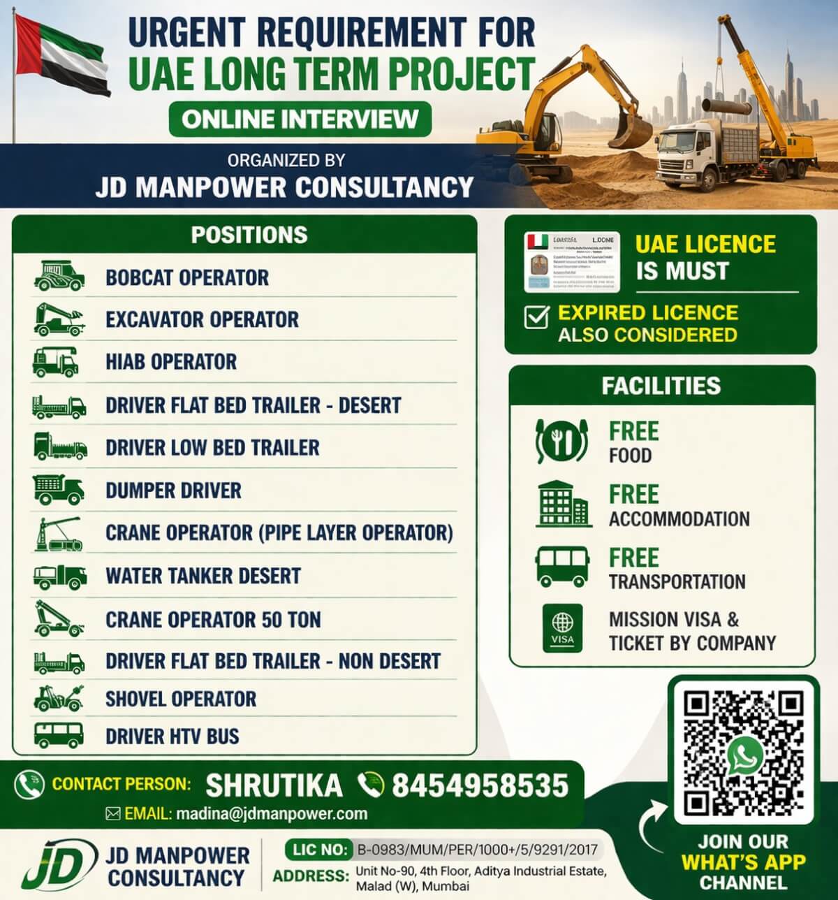 URGENT REQUIREMENT FOR UAE LONG TERM PROJECT URGENT REQUIREMENT FOR UAE LONG TERM PROJECT