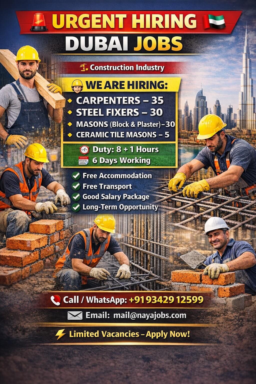 URGENT HIRING – DUBA Construction Industry