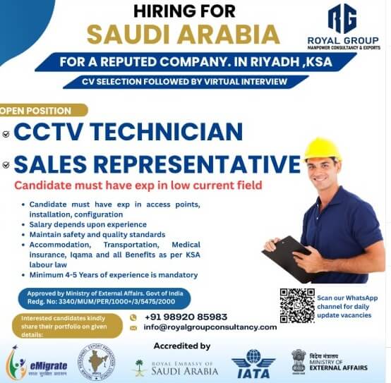 CCTV TECHNICIAN, SALES REPRESENTATIVE
