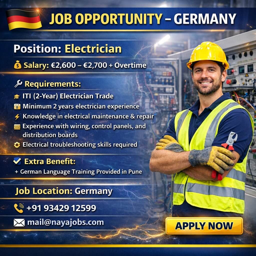 HIRING FOR ELECTRICIAN JOB IN EUROPE