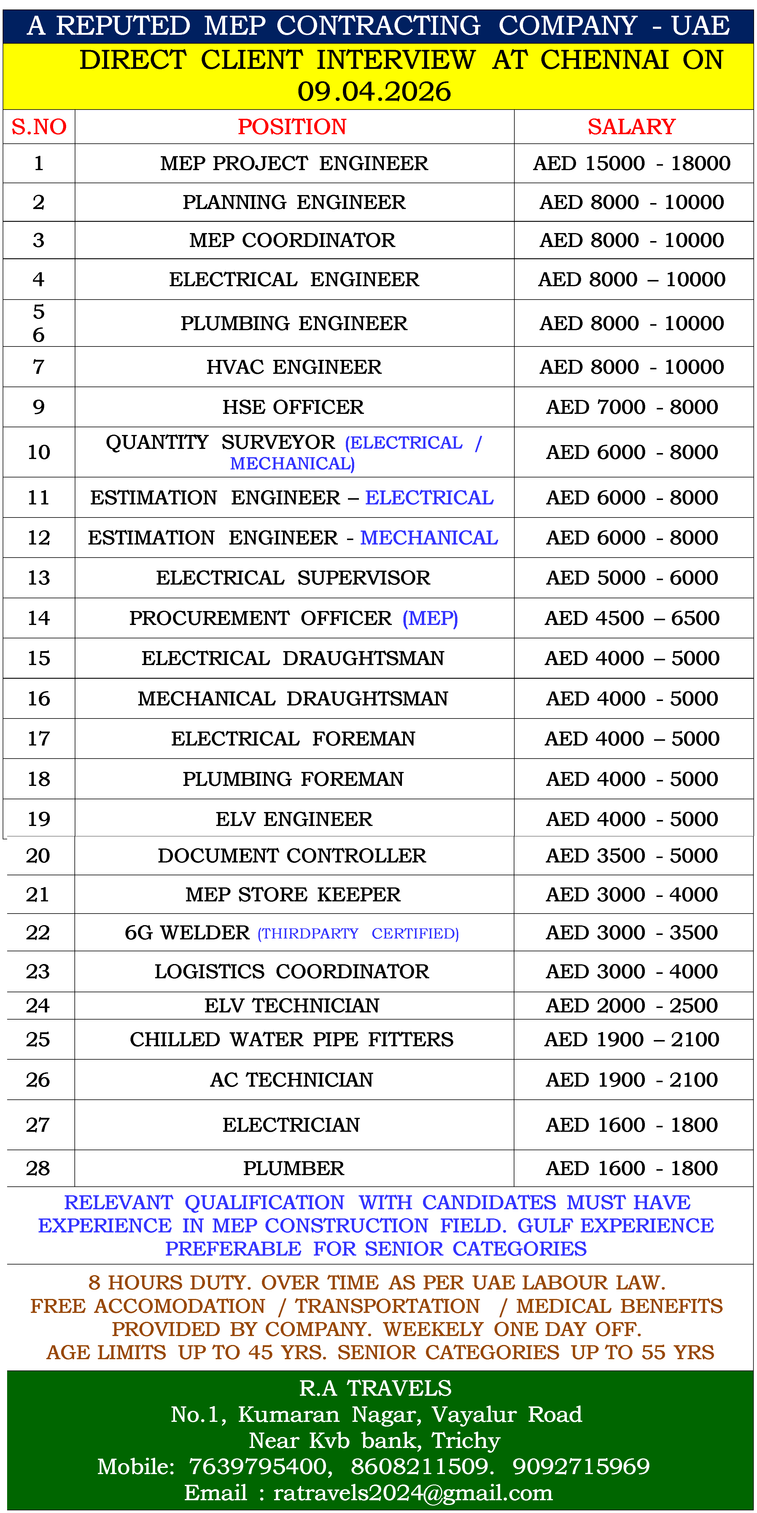 A REPUTED MEP CONTRACTING COMPANY - UAE