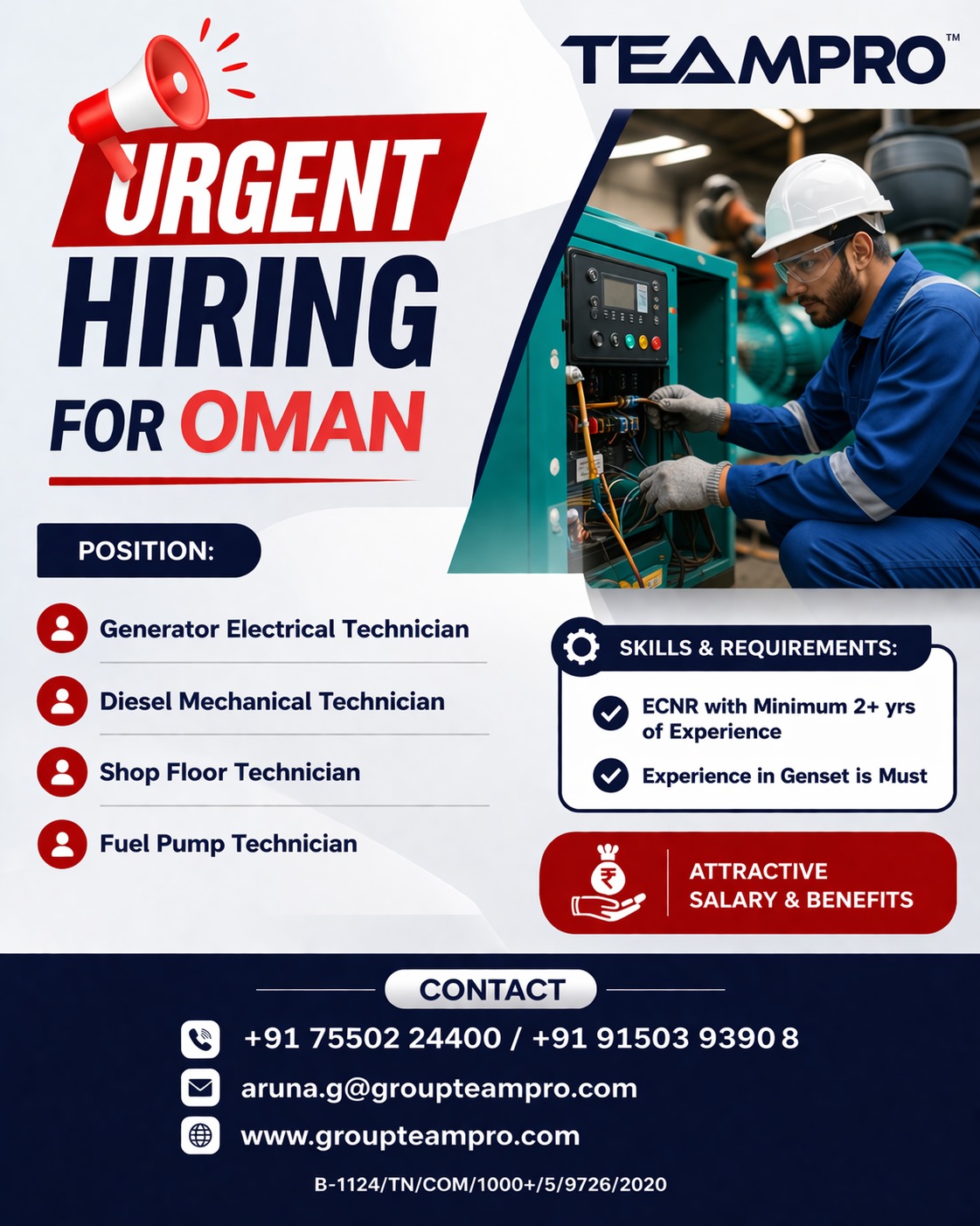 ? Urgent Hiring – Technicians | Oman  We are hiring skilled technicians for a reputed project in Oman.