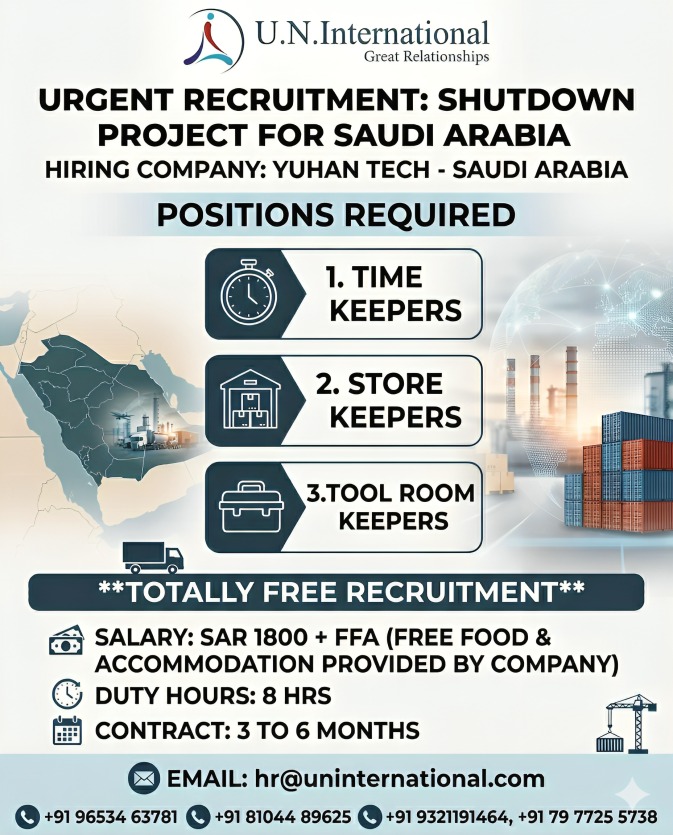 Urgent Requirement For Saudi Arabia