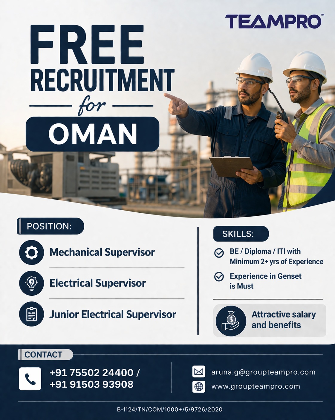 ? Free Recruitment for Oman – Immediate Opportunities!  We are hiring for leading projects in Oman.