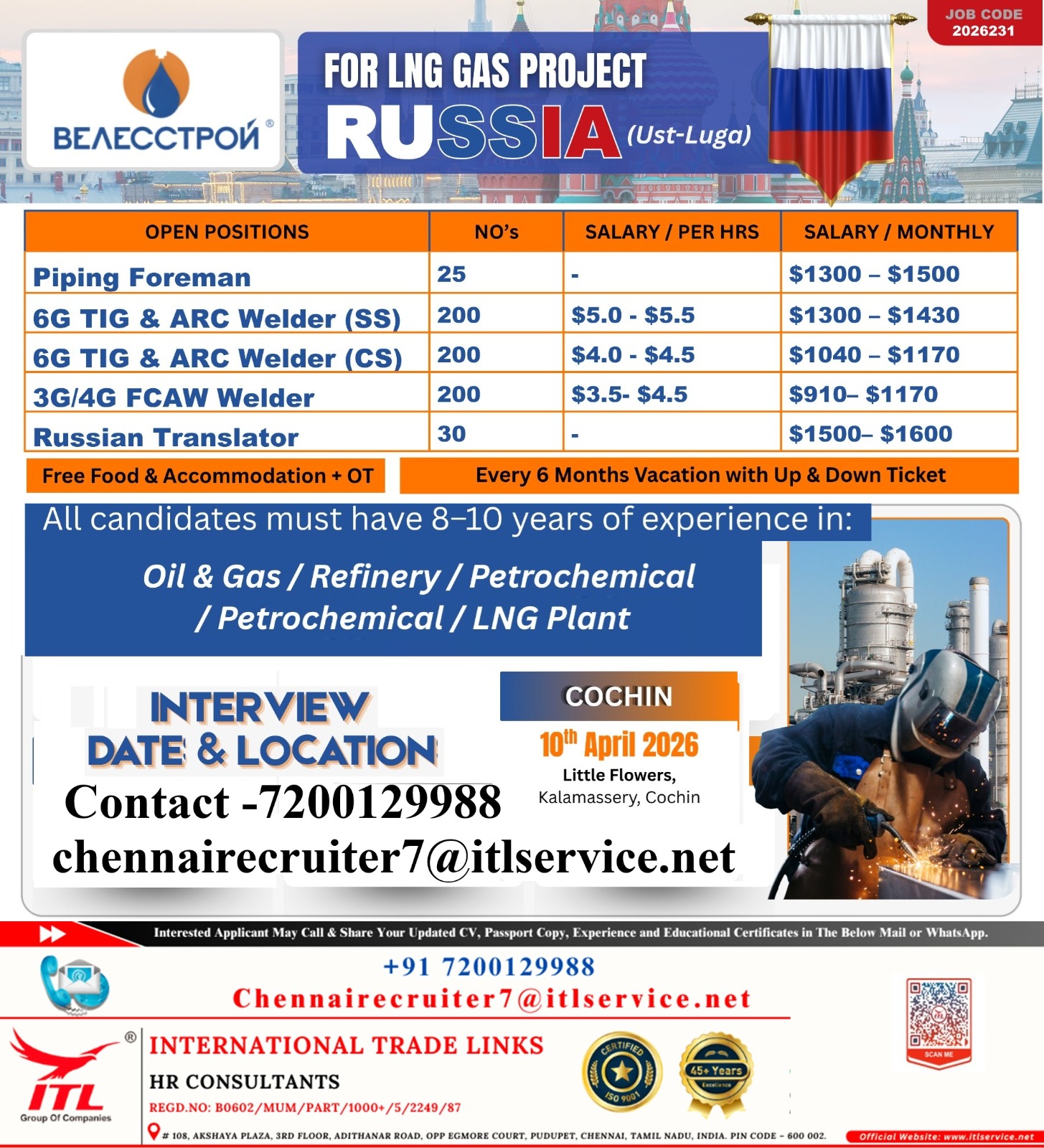 Direct interview at Cochin on 10-04-2026