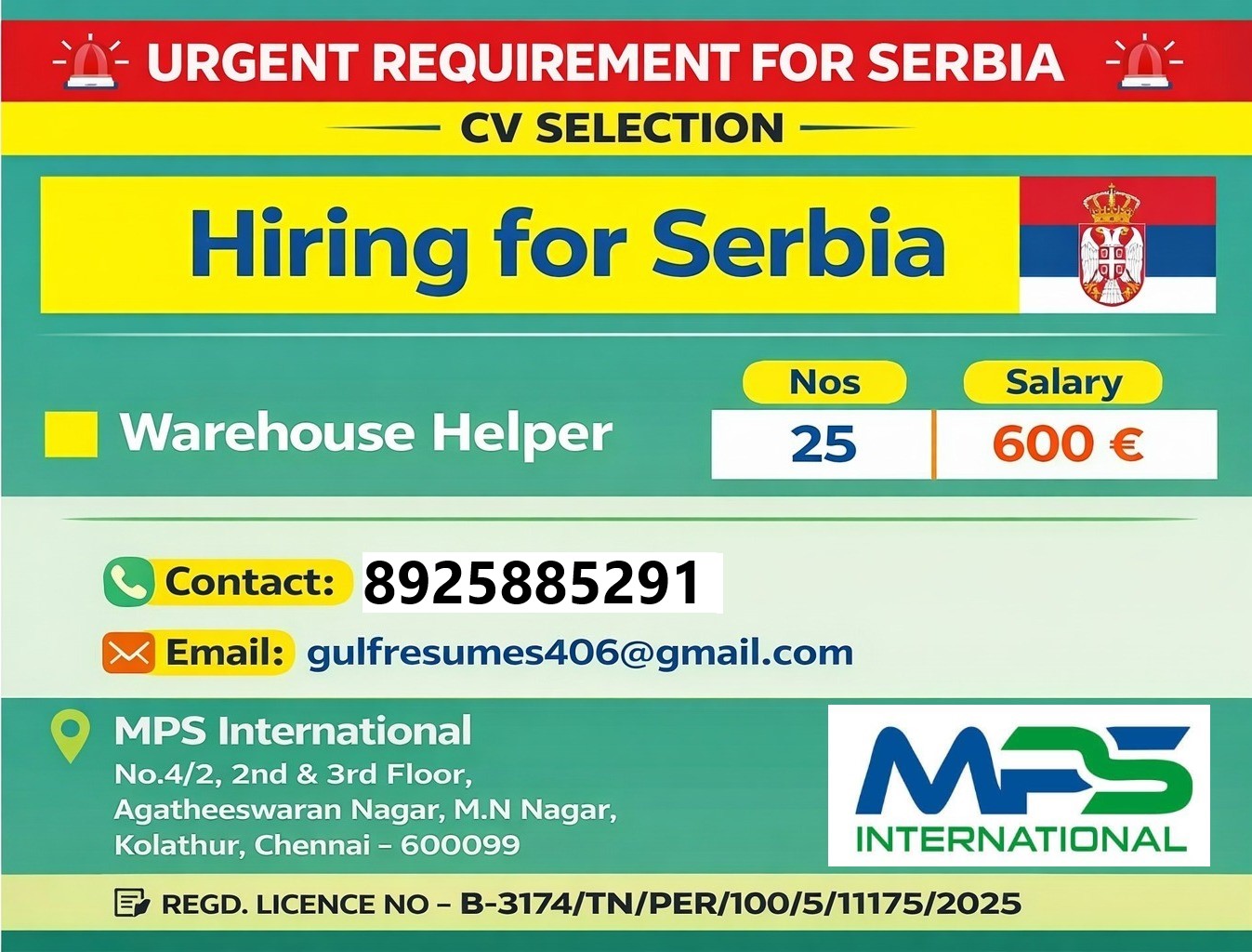 ? URGENT REQUIREMENT FOR SERBIA ? CV SELECTION