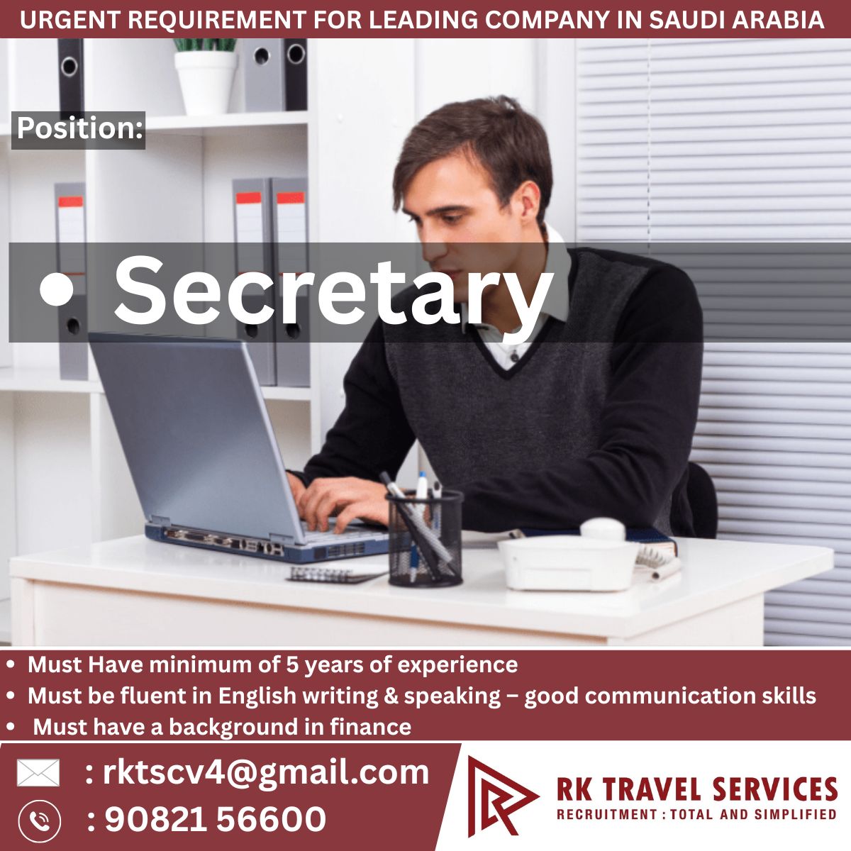 URGENT REQUIREMENT FOR LEADING COMPANY IN SAUDI ARABIA