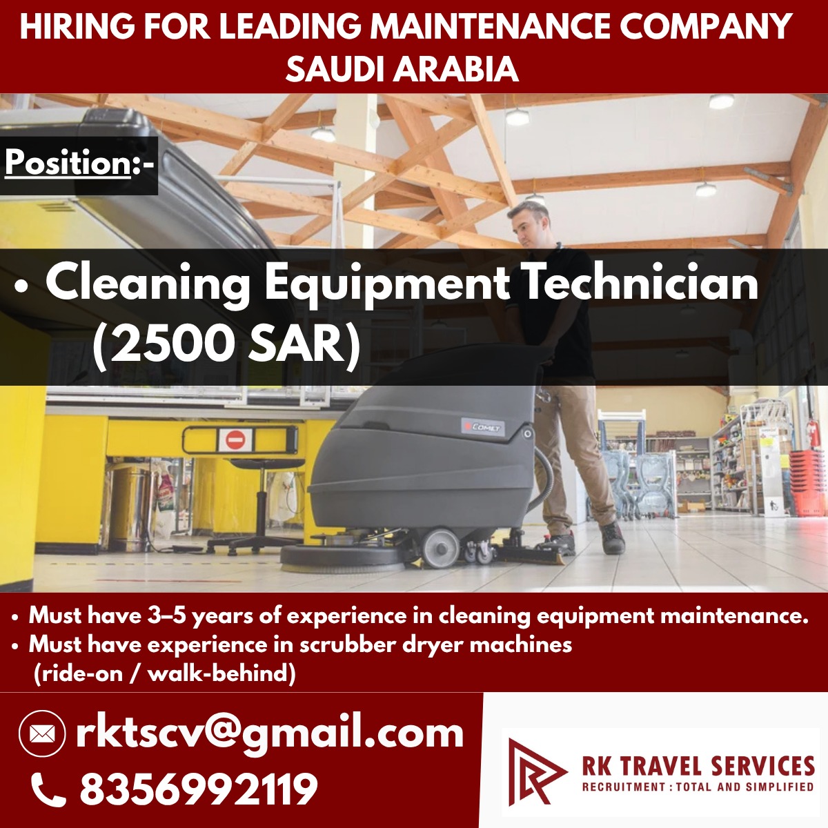 HIRING FOR LEADING MAINTENANCE COMPANY SAUDI ARABIA