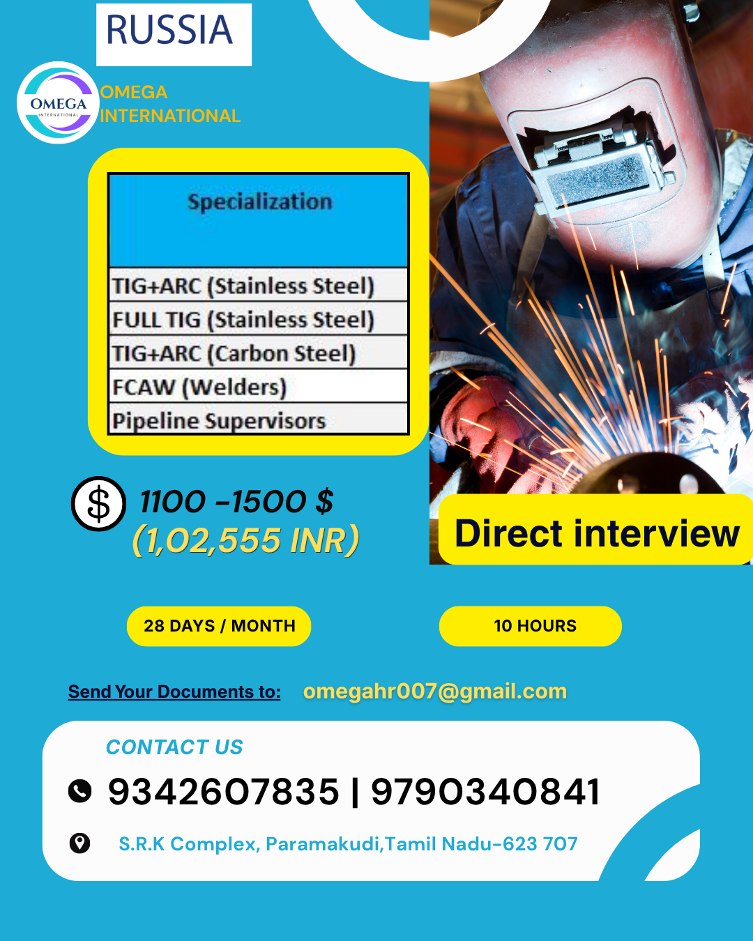 URGENTLY HIRING FOR RUSSIA