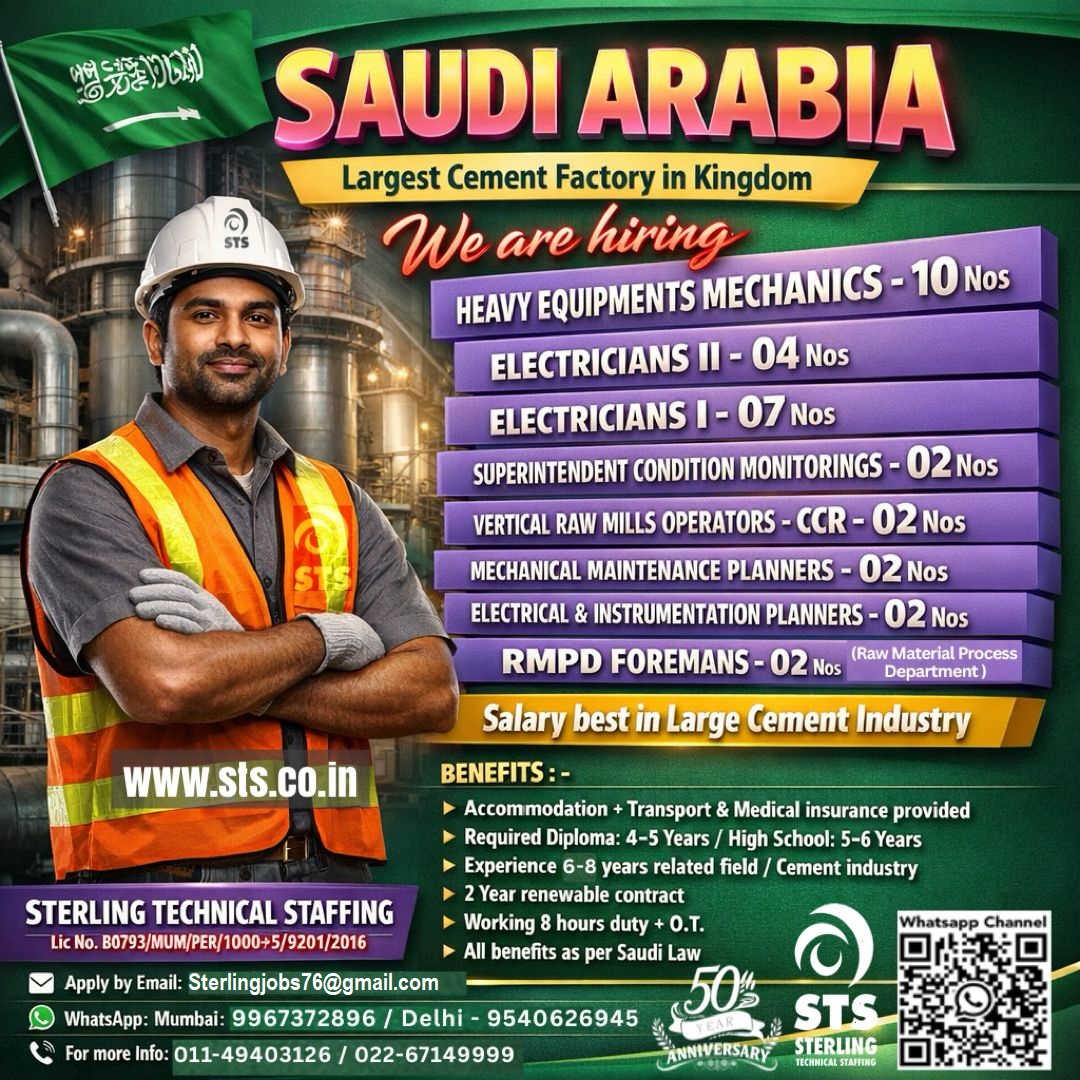 Required for Cement Industry in Saudi Arabia