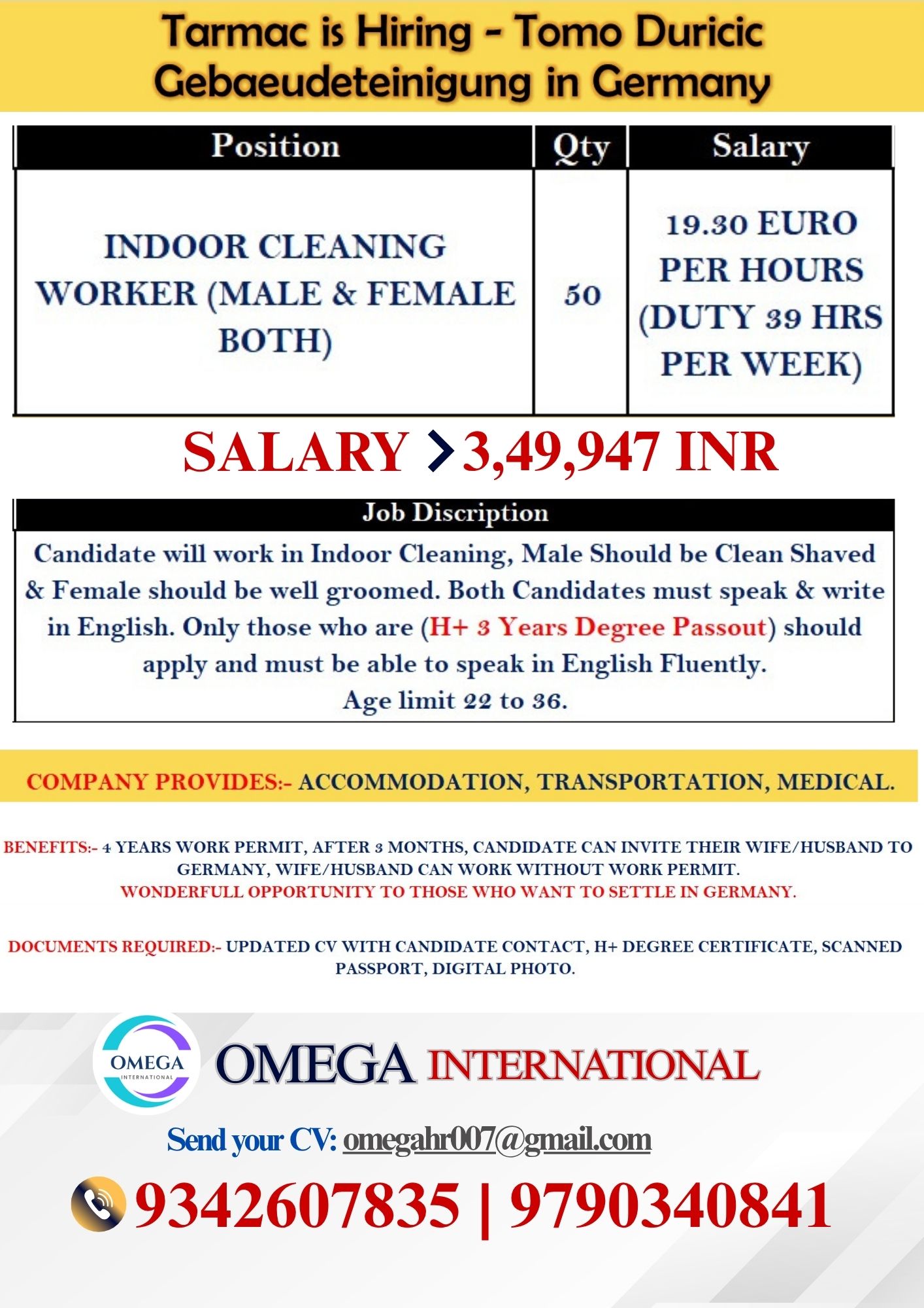 WANTED FOR GERMANY-EUROPE