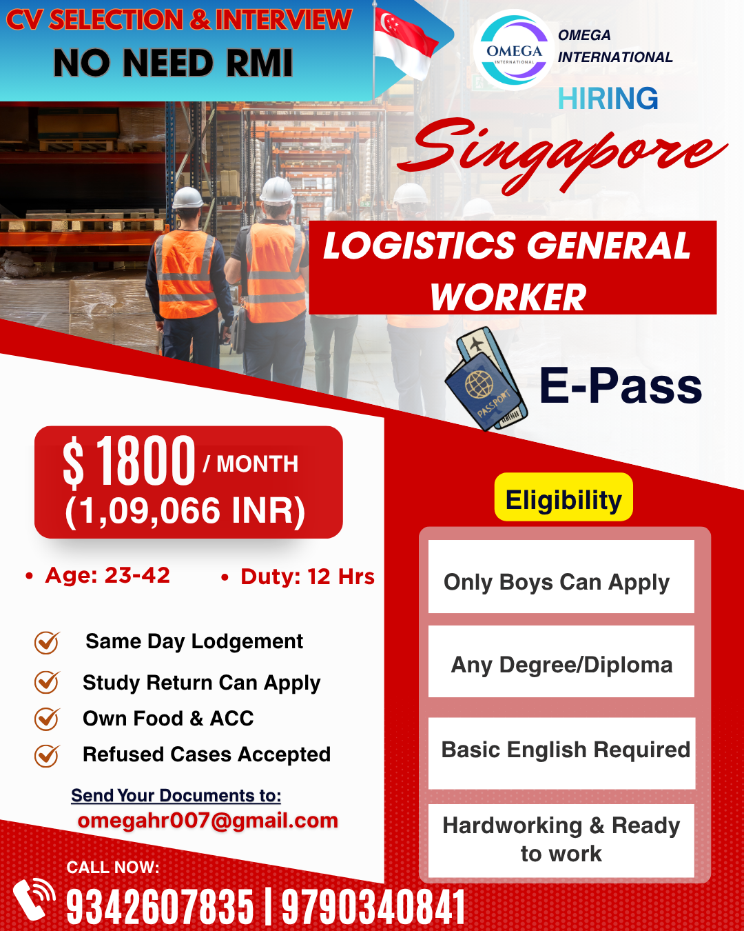 WANTED FOR SINGAPORE