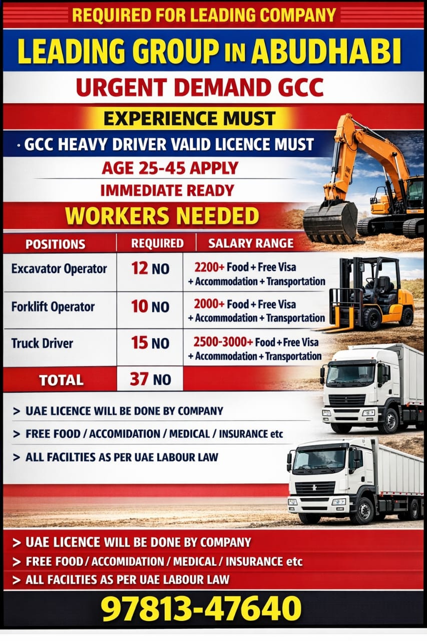 URGENT HIRE TRUCK DRIVER, FORKLIFT OPERATOR & EXAVATOR OPERATOR