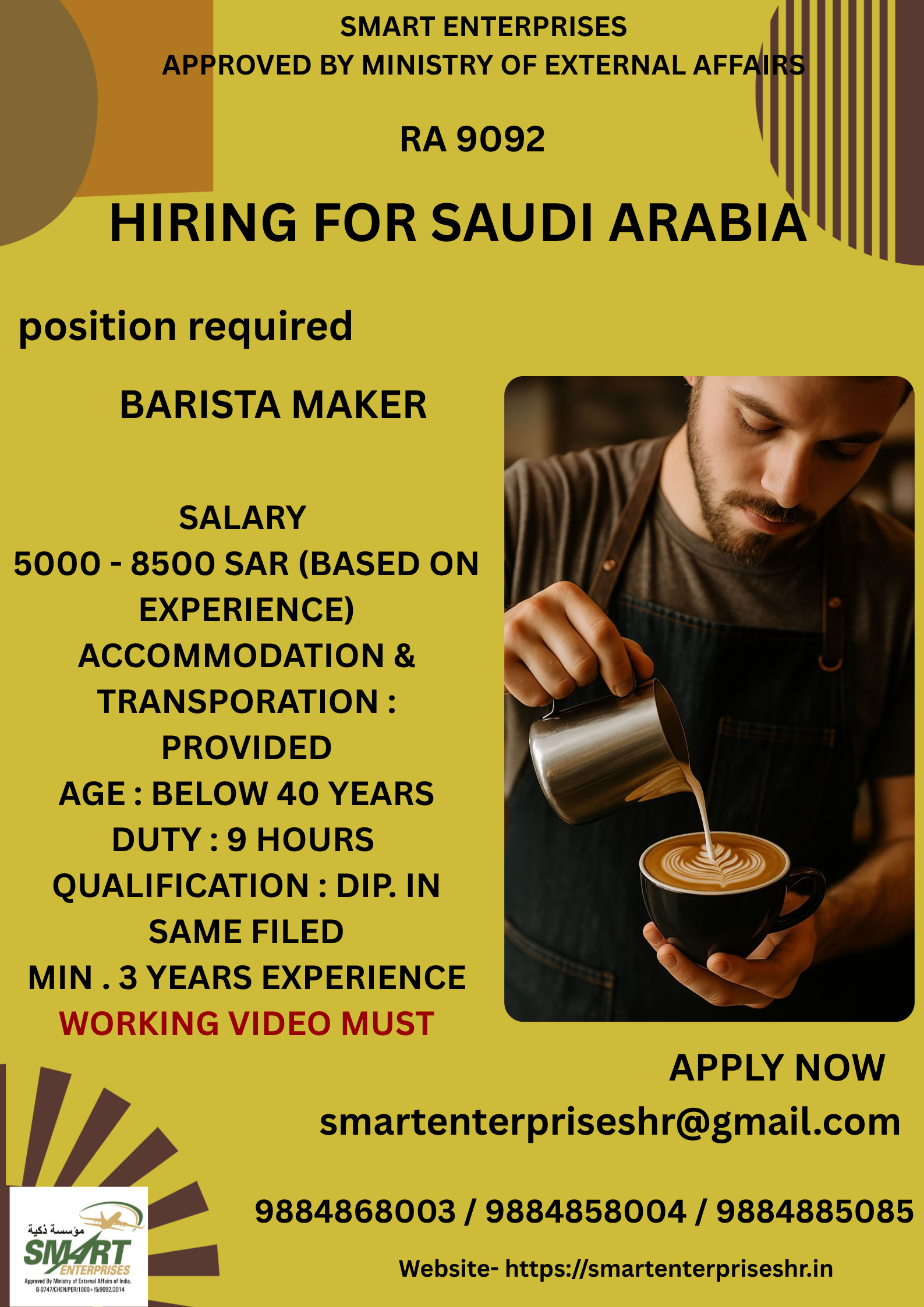 URGENT REQUIREMEN FOR SAUDI ARABIA