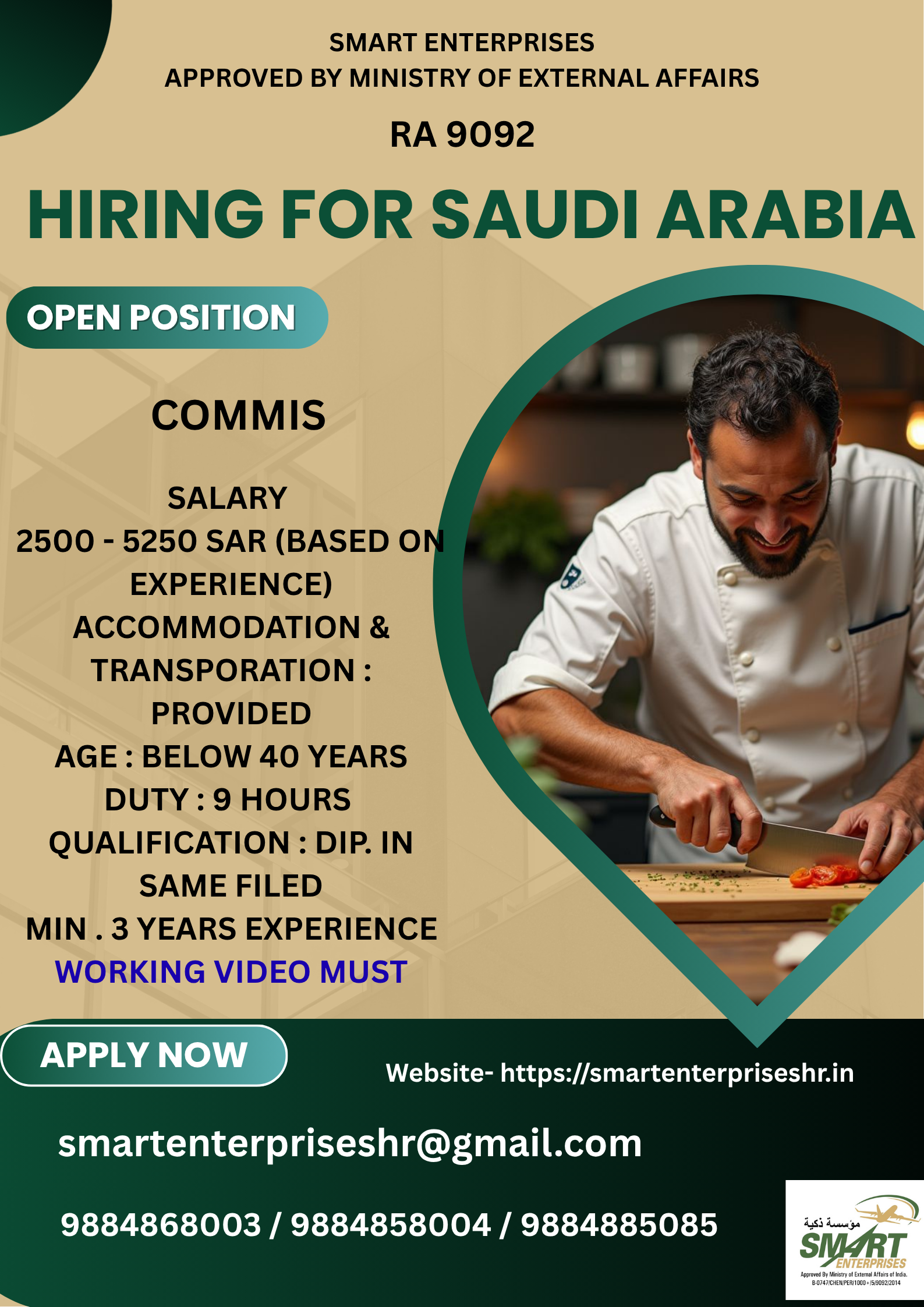 URGENT REQUIREMENT FOR SAUDI ARABIA