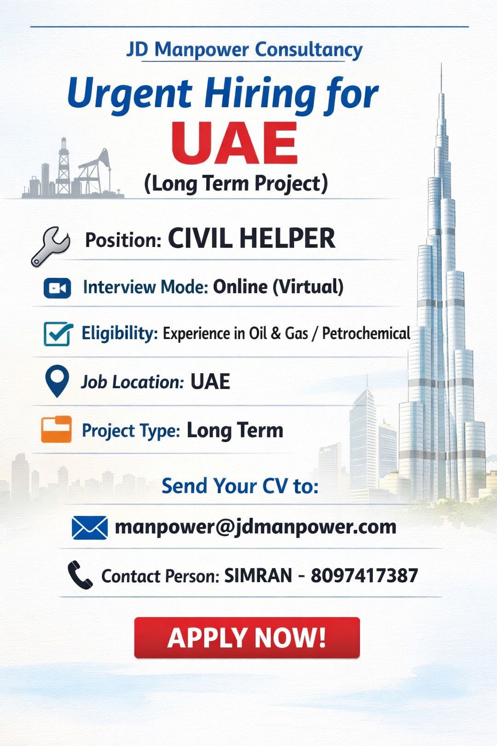 URGENT REQUIREMENT FOR UAE - LONG TERM