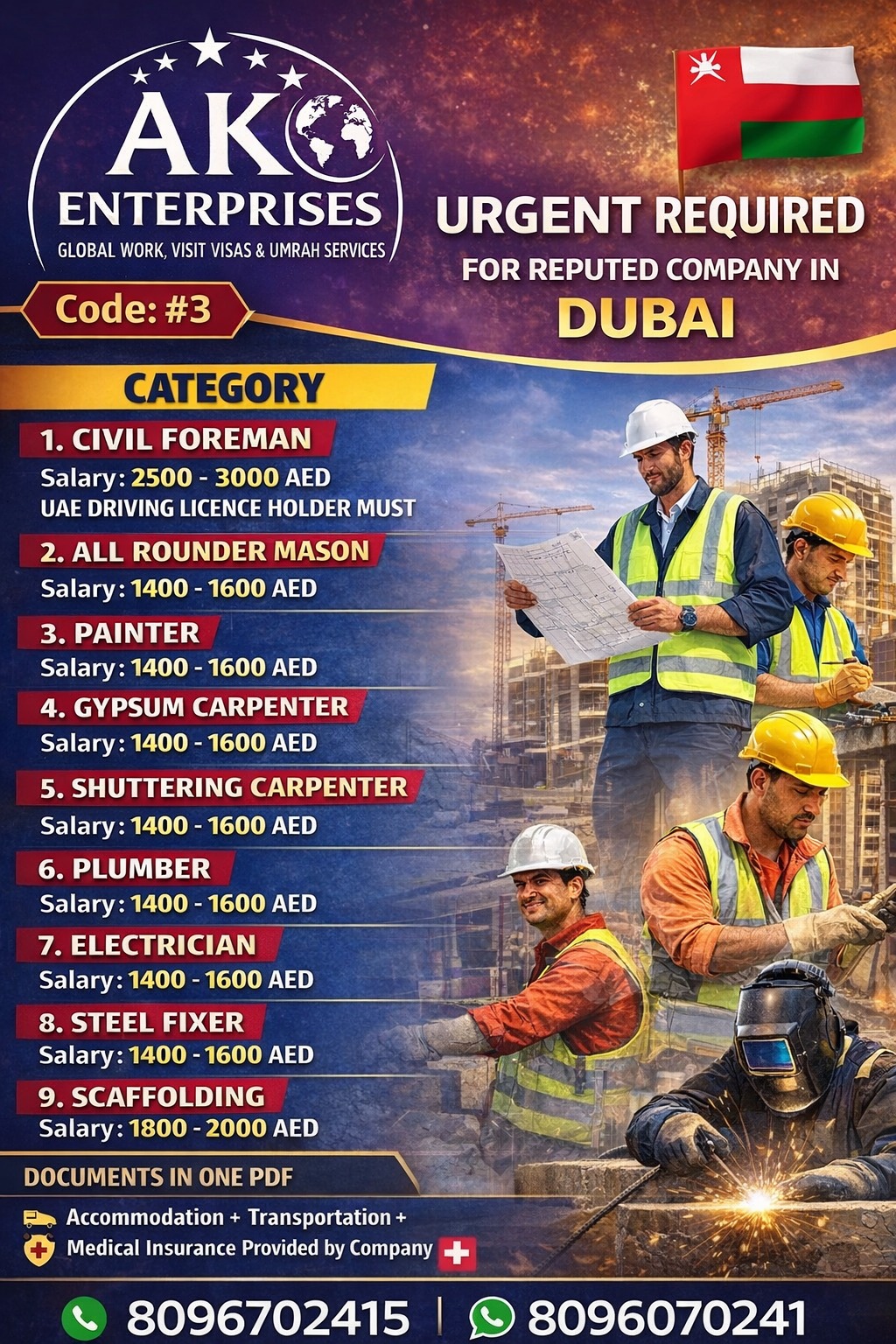 URGENTLY REQUIRED FOR REPUTED COMPANY IN DUBAI