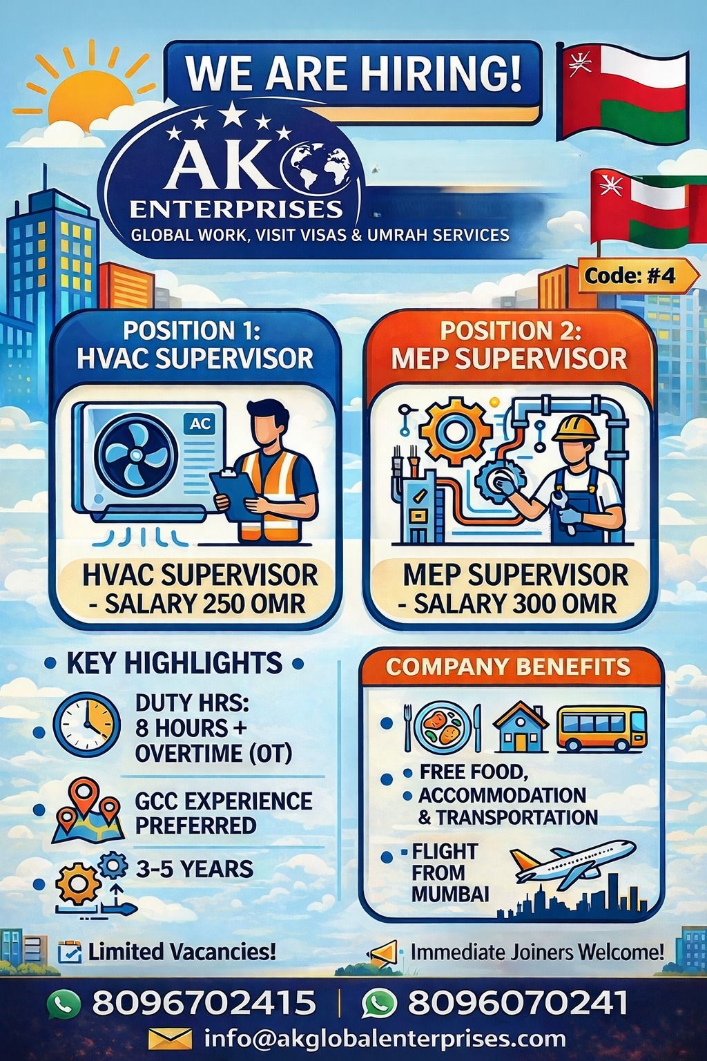 Urgently Hiring for OMAN- Hvac Supervisor - Mep Supervisor