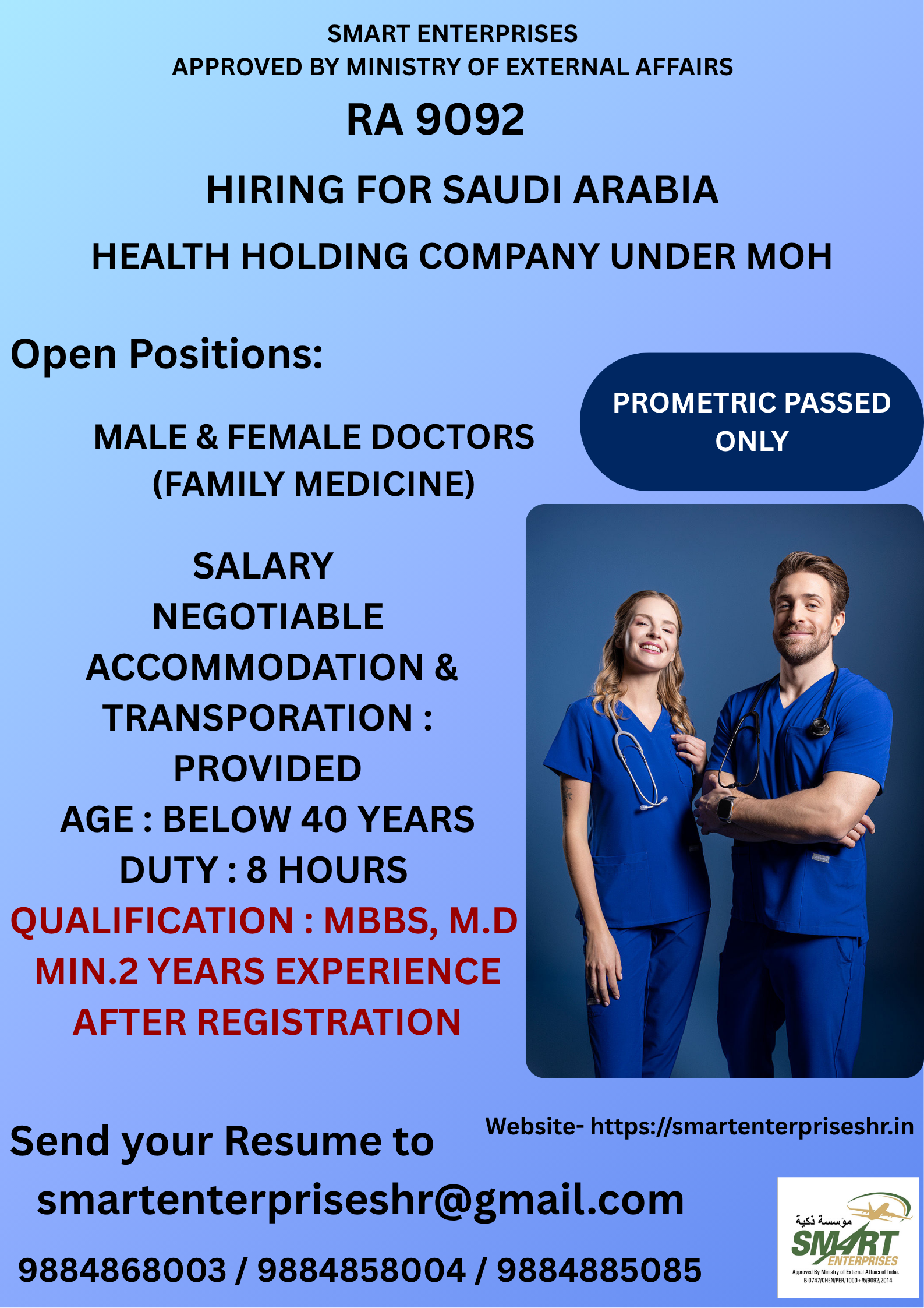 URGENT REQUIREMENT FOR SAUDI ARABIA