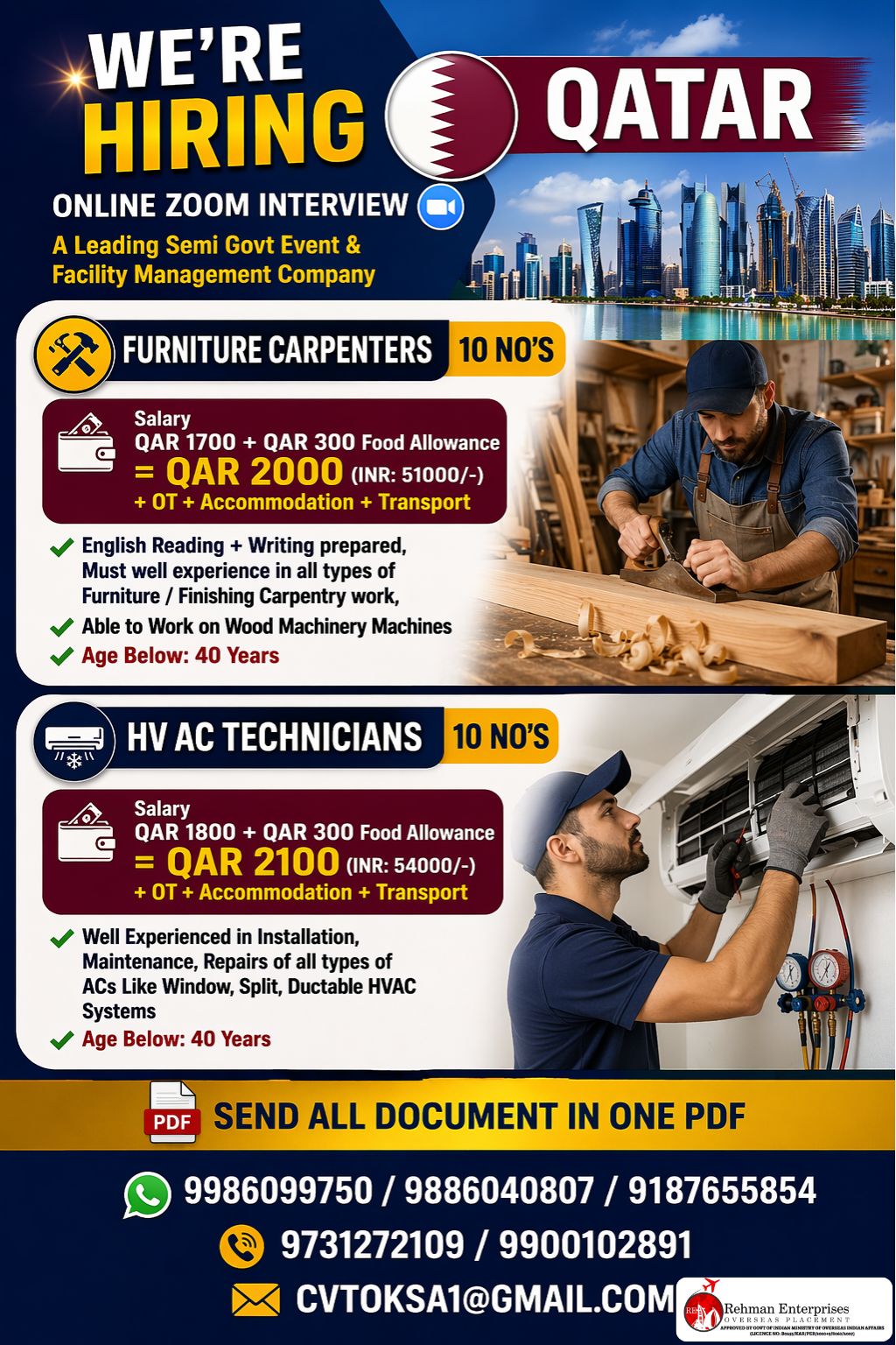 HIRING FOR QATAR - ONLINE INTERVIEW