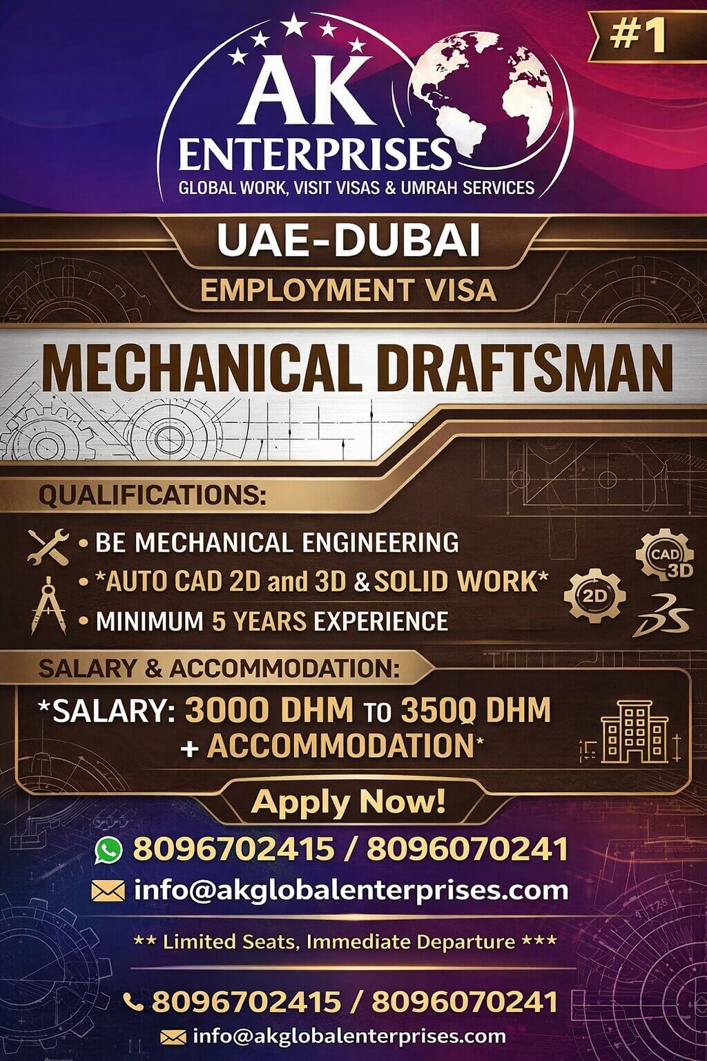 Urgently Hiring for UAE-MECHANICAL DRAFTSMAN
