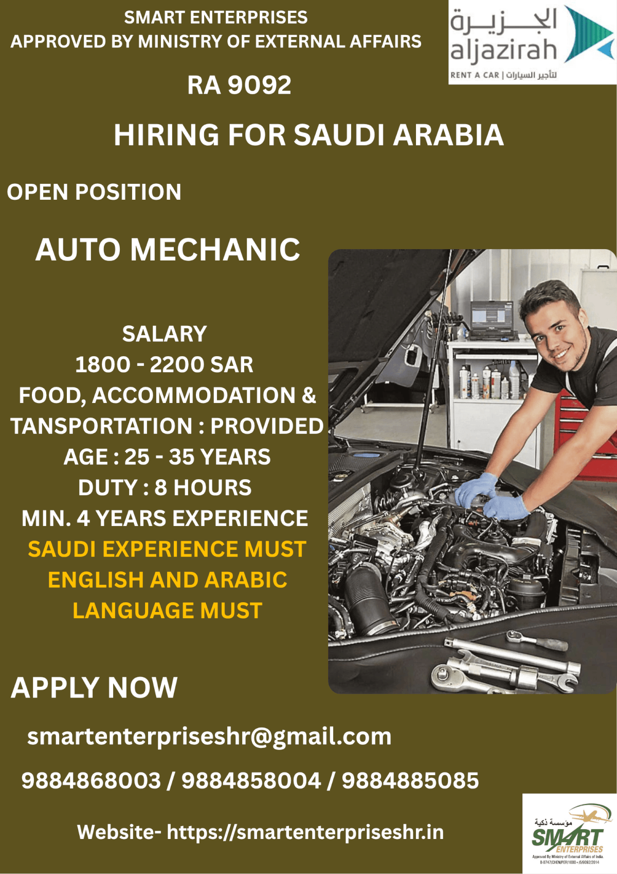 URGENT REQUIREMENT FOR SAUDI ARABIA