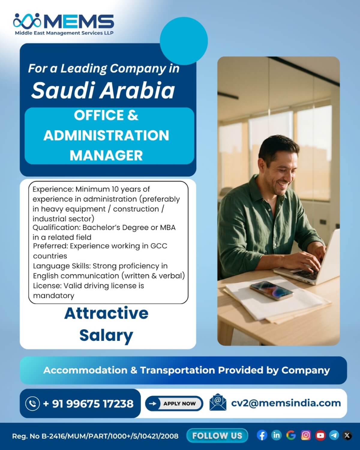 We are hiring an Office & Administration Manager for a leading company. We are hiring an Office & Administration Manager for a leading company.