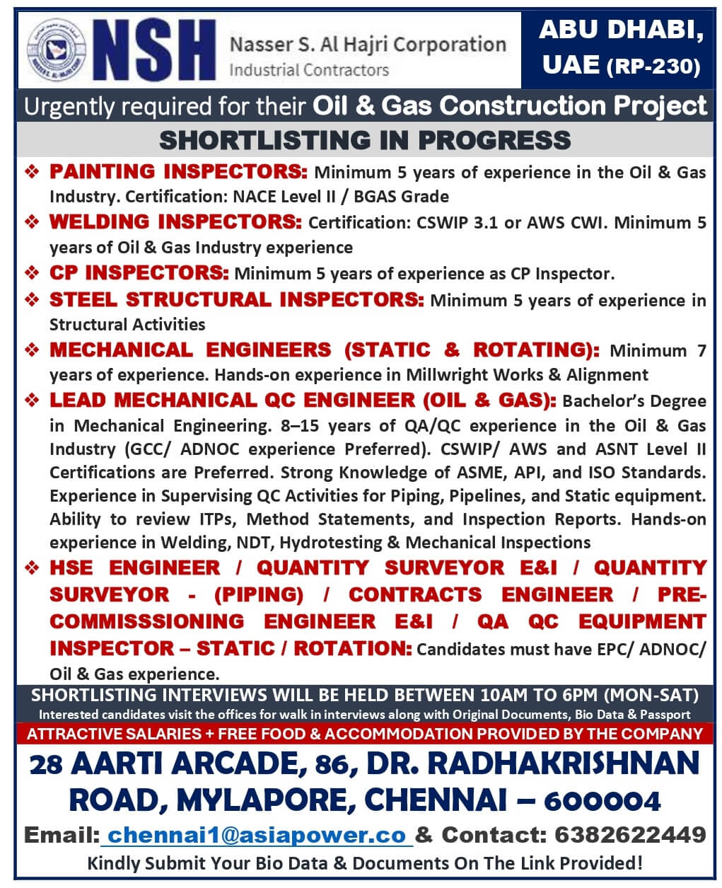 Online interview for UAE