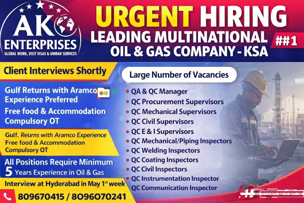 Urgently Hiring for Saudi Arabia-Multinational