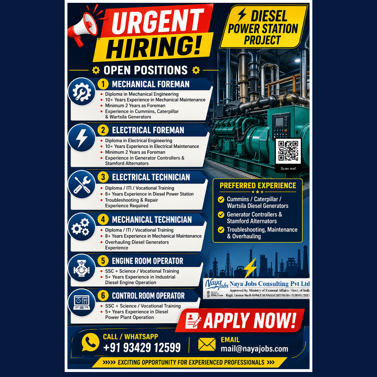 URGENT HIRING- Diesel Power Station Project