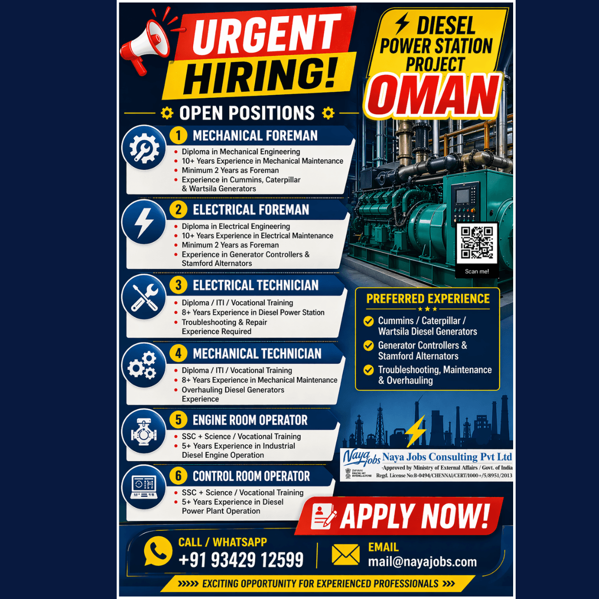 URGENT HIRING- Diesel Power Station Project