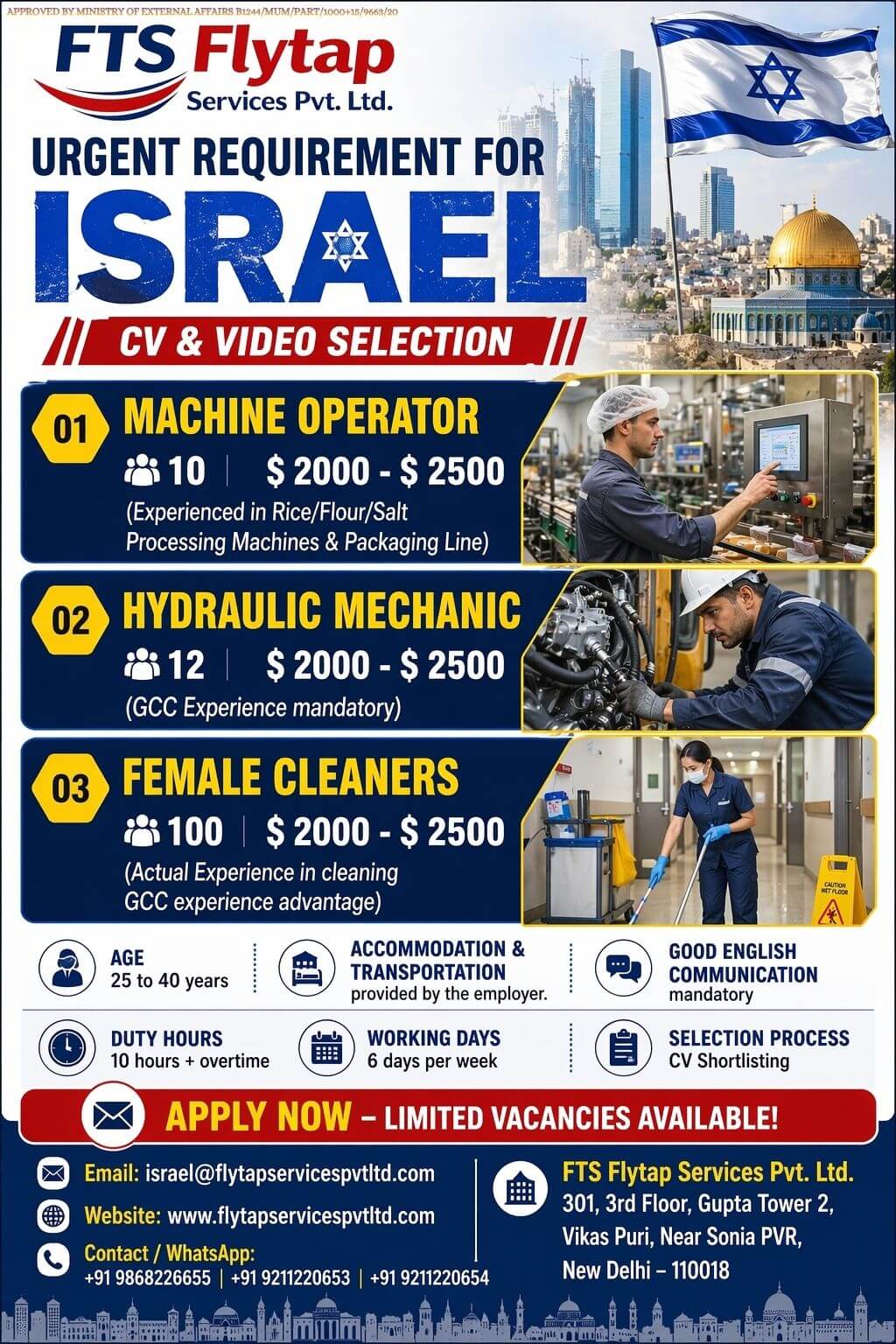 ? Urgent Requirement for Israel – Multiple Vacancies ??
