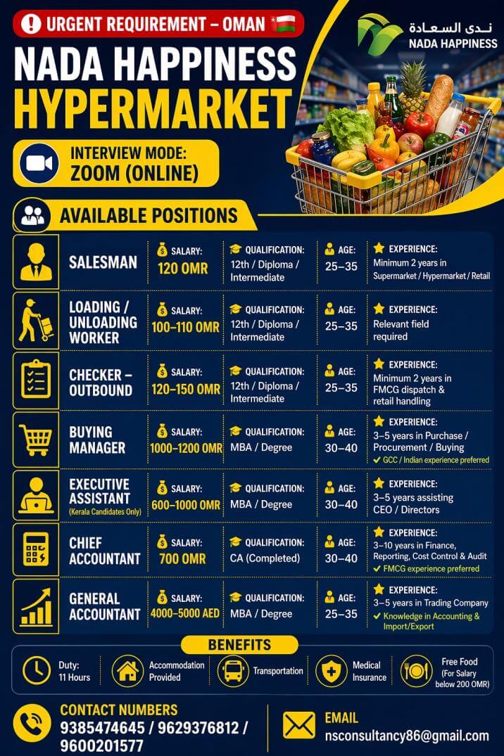 LEADING NADA HYPERMARKET REQUIREMENT FOR OMAN