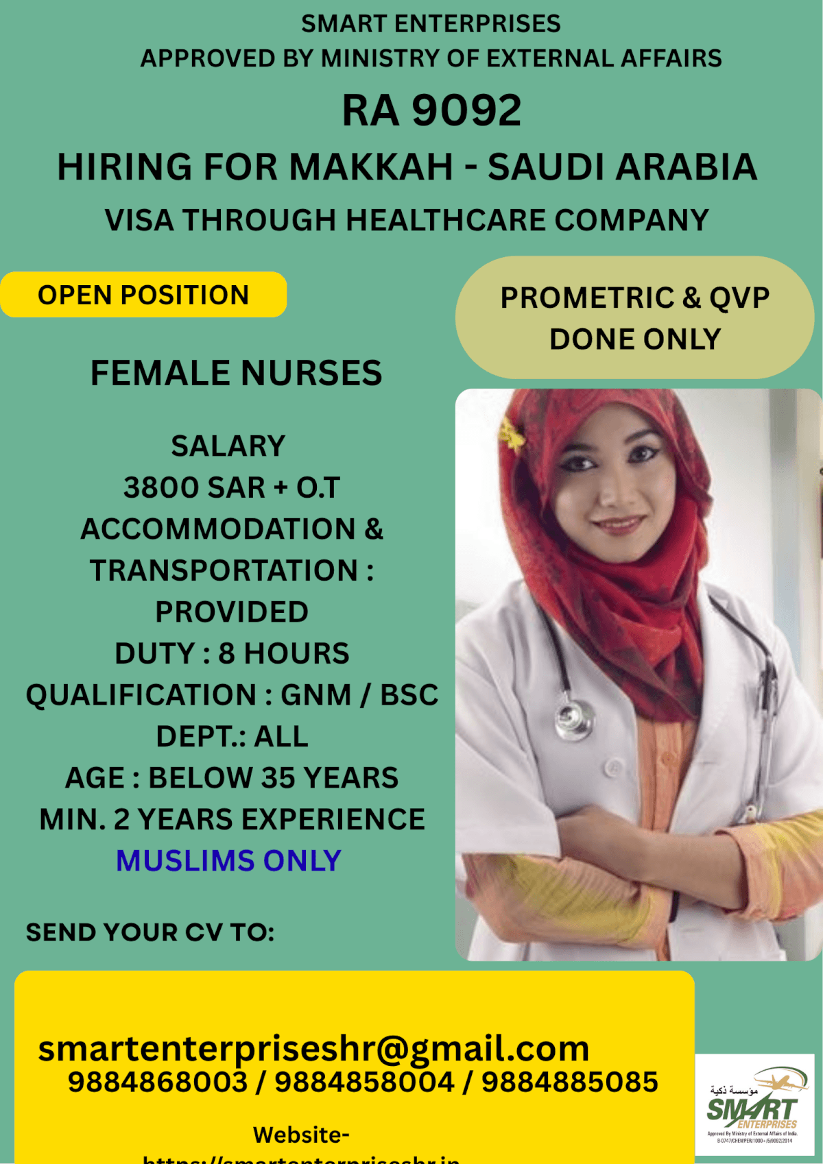 URGENT REQUIREMENT FOR SAUDI ARABIA