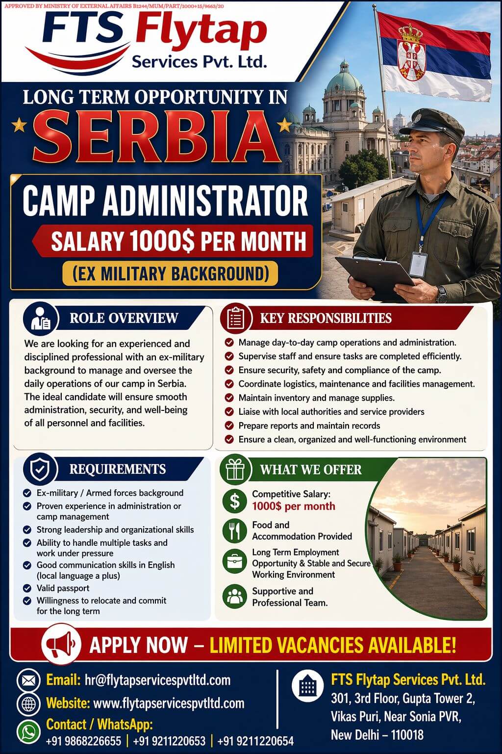 ? Long Term Opportunity in Serbia – Camp Administrator ??