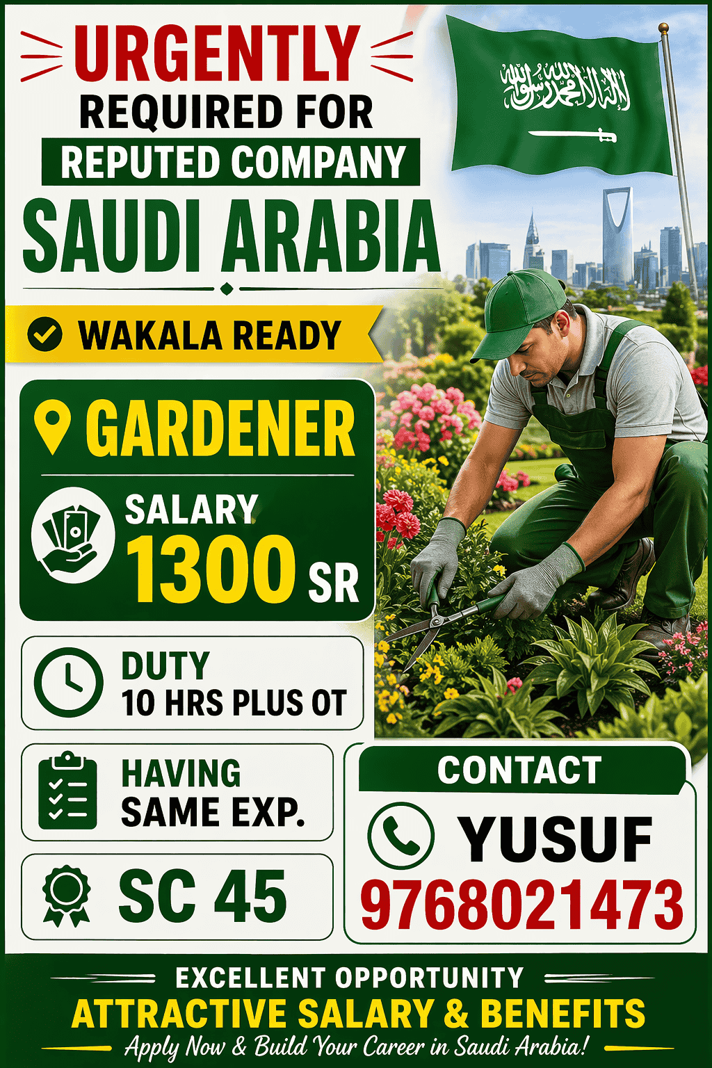 URGENTLY REQUIRED FOR FACILITY MANAGEMENT CO. KSA