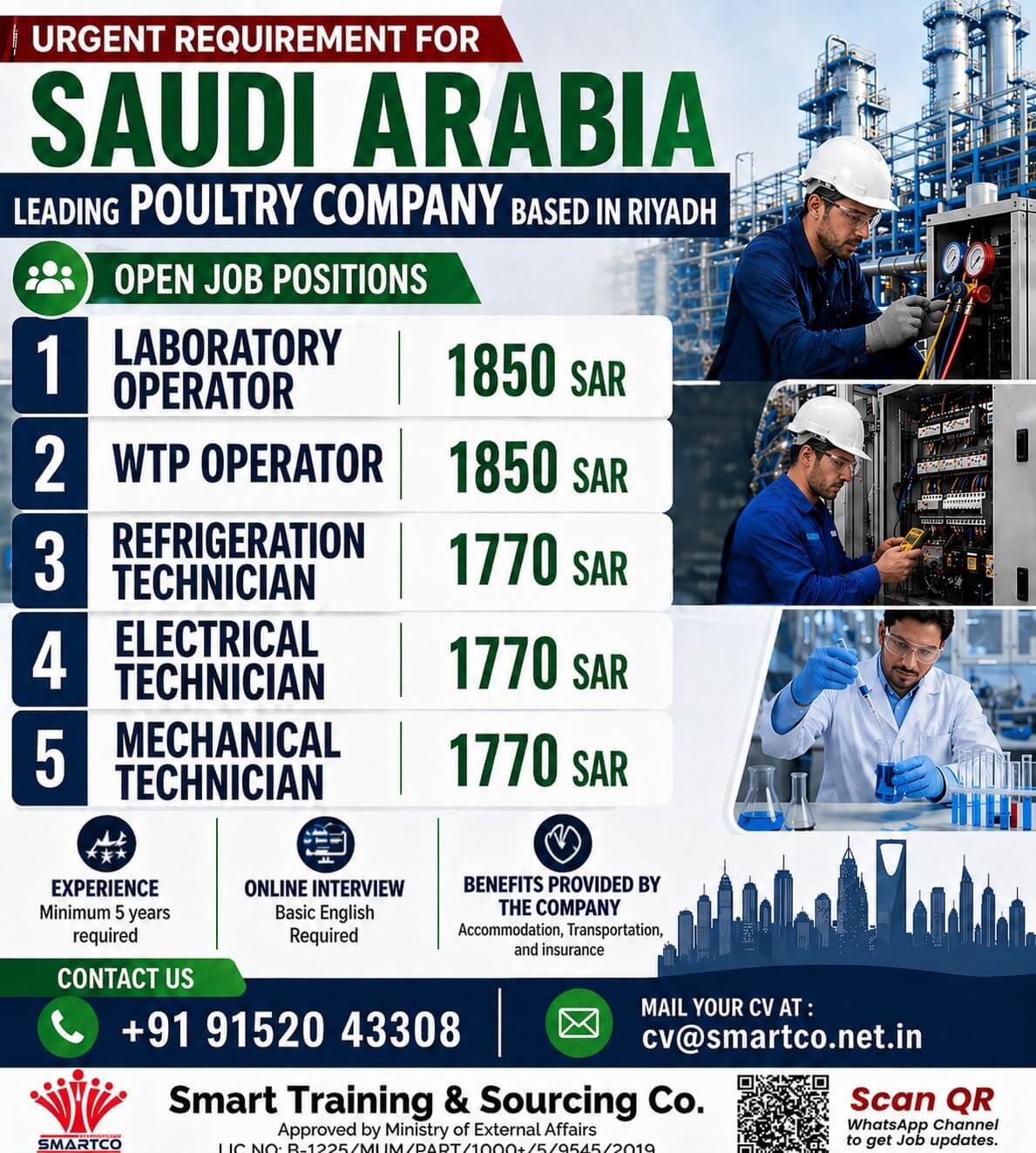 URGENT REQUIREMENT FOR ?? SAUDI ARABIA  Leading Poultry Company based in Riyadh