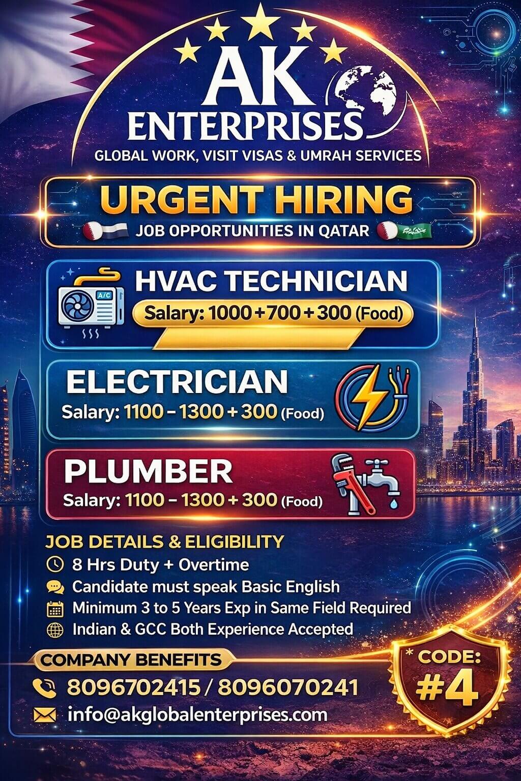 URGENT HIRING JOB OPPORTUNITIES IN QATAR