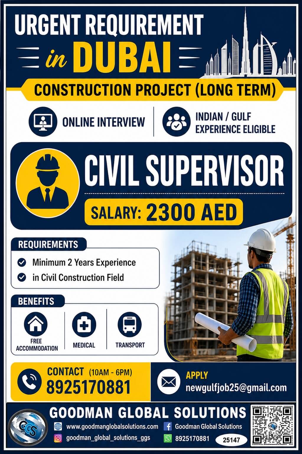 URGENT REQUIREMENT - DUBAI- LONG TERM  ONLINE INTERVIEW -  CV SHORTLISTING UNDER PROGRESS 
