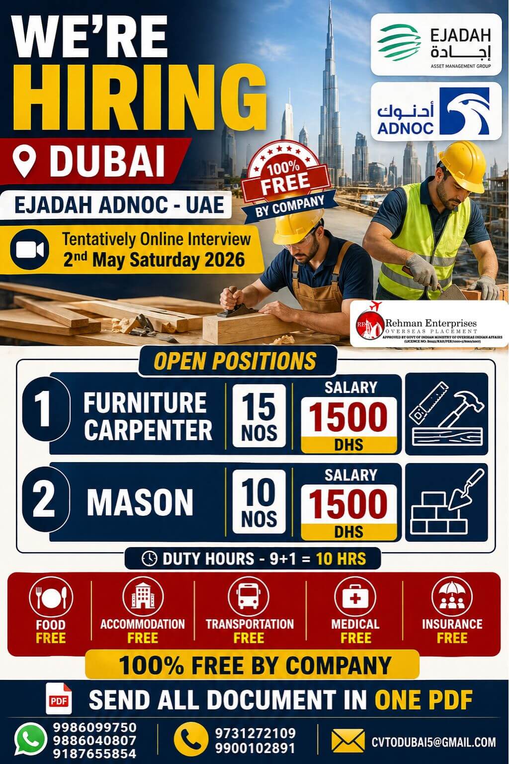 HIRING FOR EJADAH-ADNOC - UAE