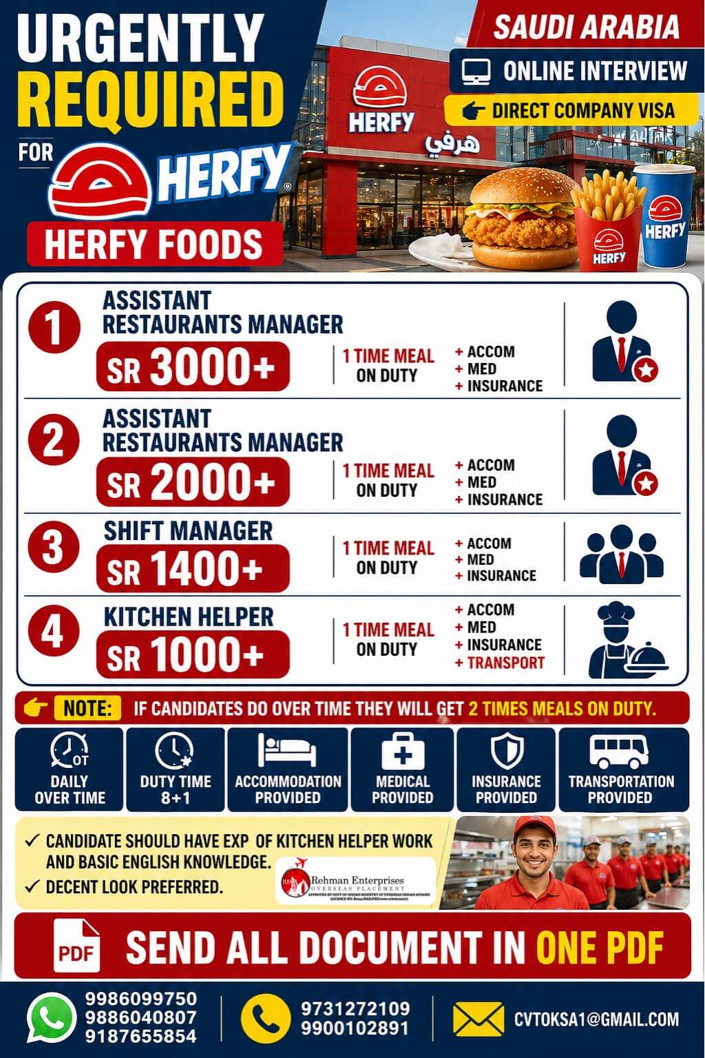 URGENT REQUIRED FOR SAUDI ARABIA