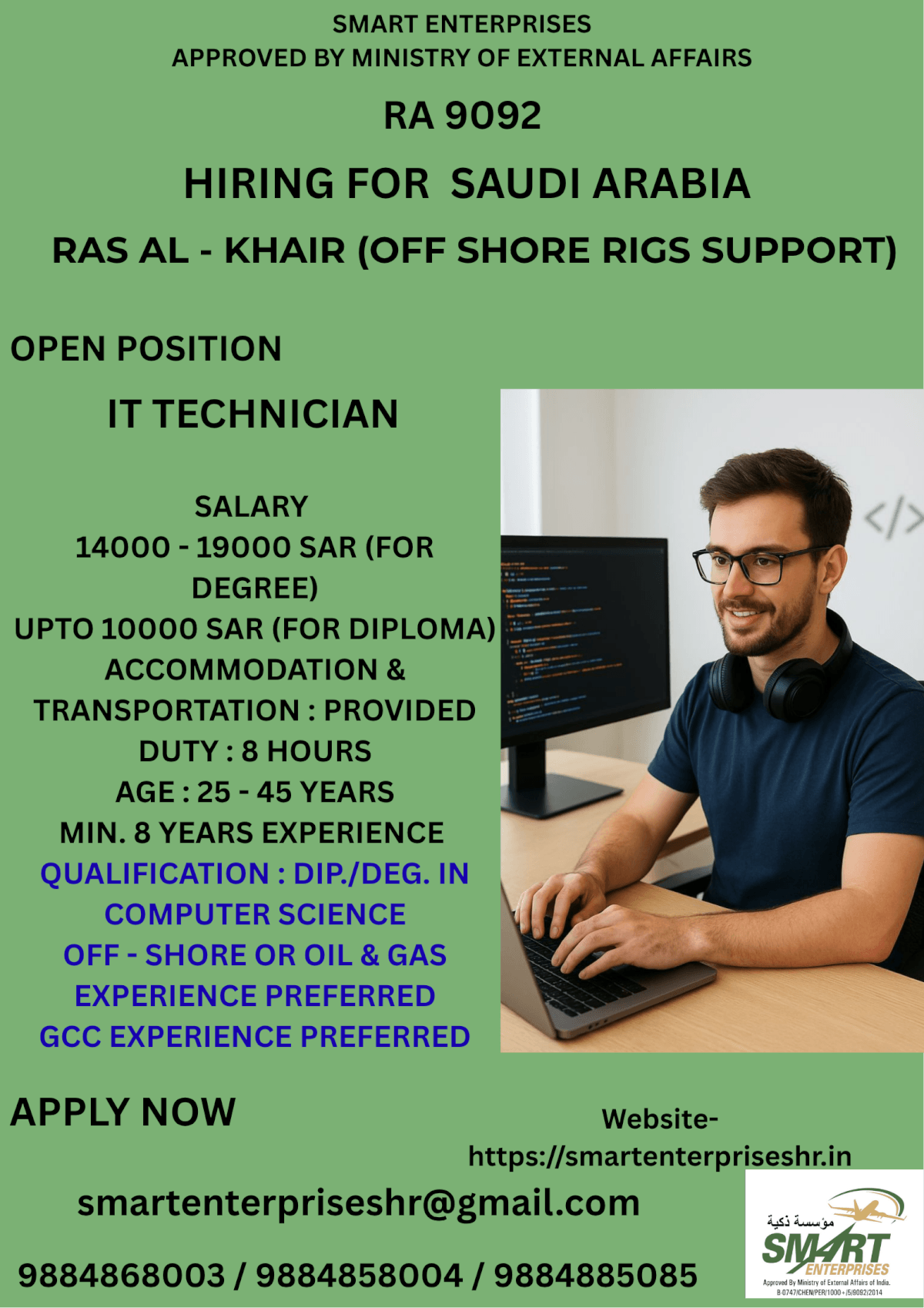 URGENT REQUIREMENT FOR SAUDI ARABIA