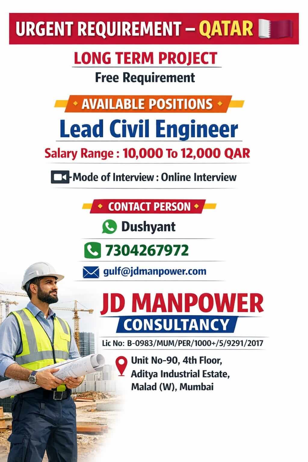 FREE REQUIREMENT FOR QATAR LONG TERM PROJECT
