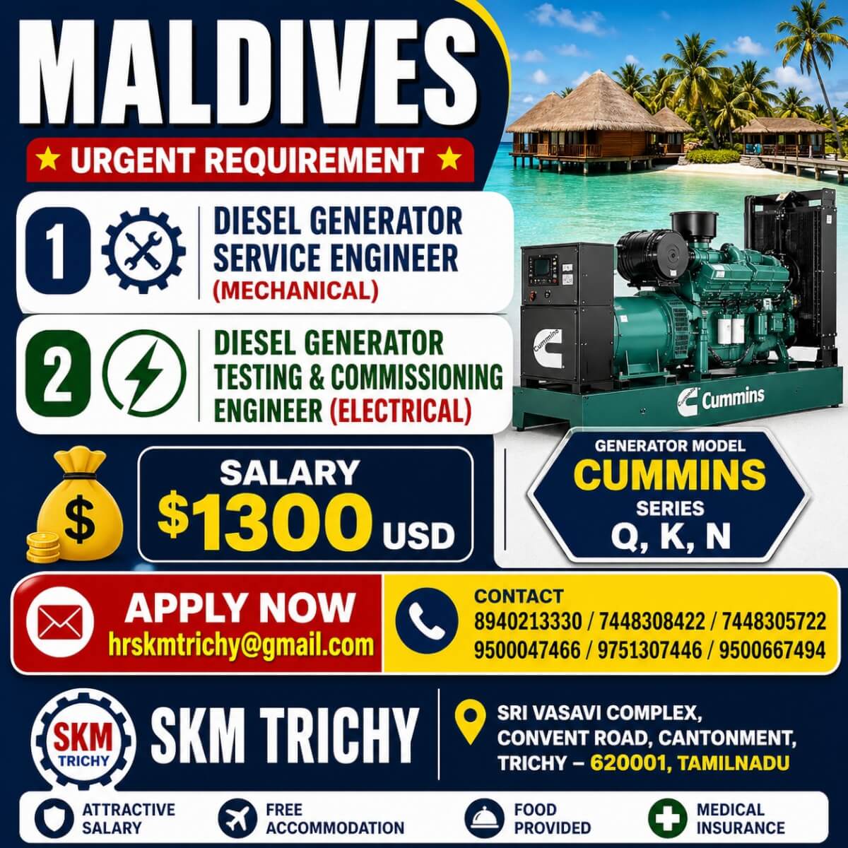urgent requirement - maldives