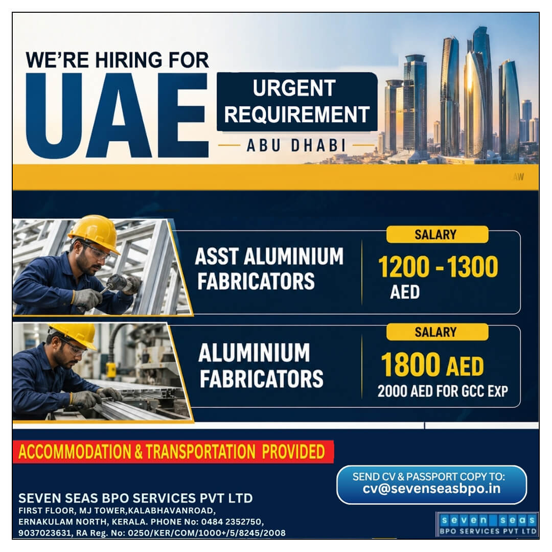 Urgent Vacancies in UAE -  ABU DHABI