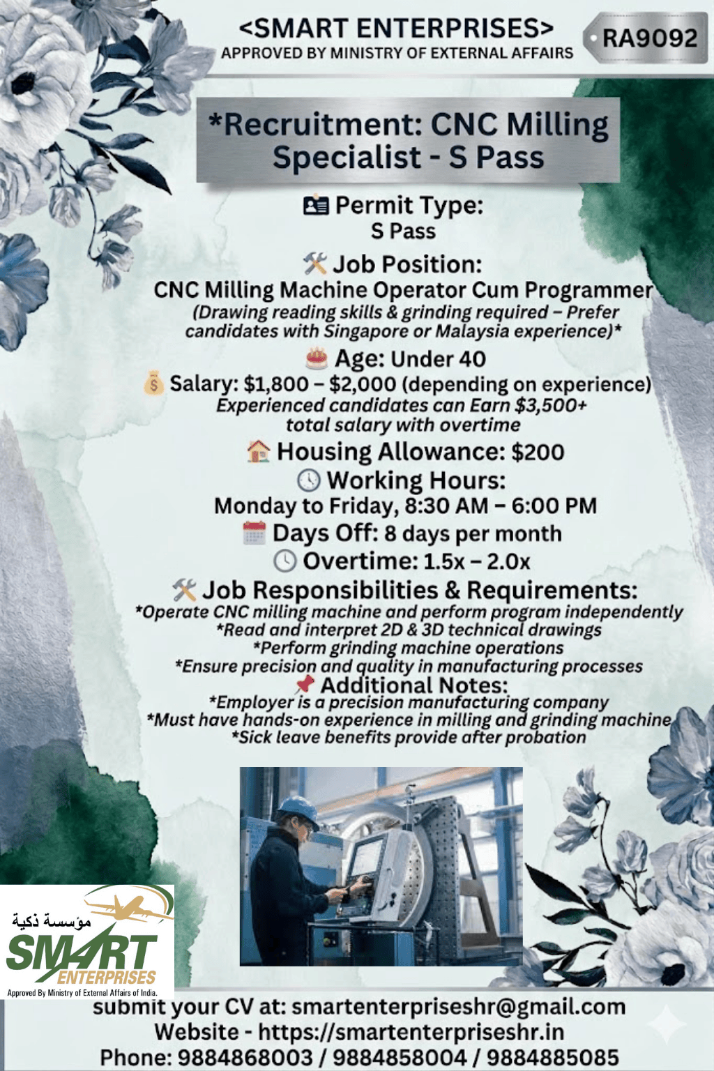 CNC MILLING MACHINE OPERATER CUM PROGRAME