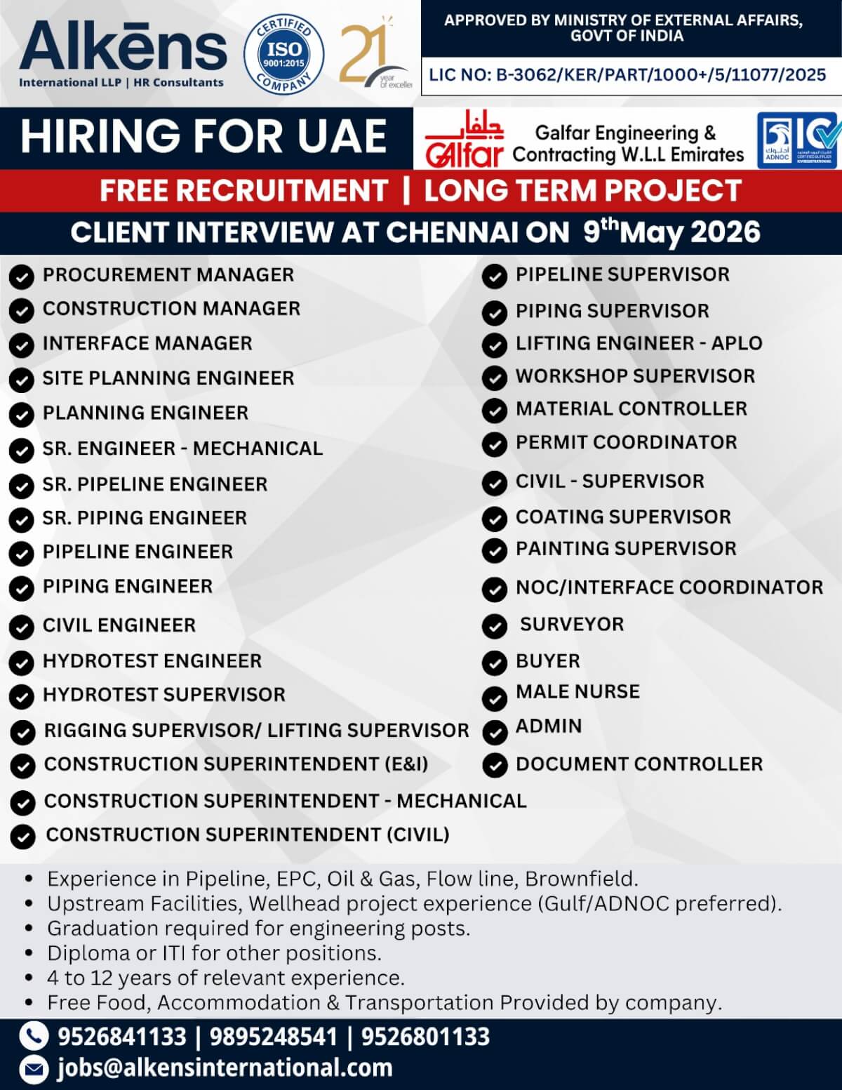 HIRING FOR UAE