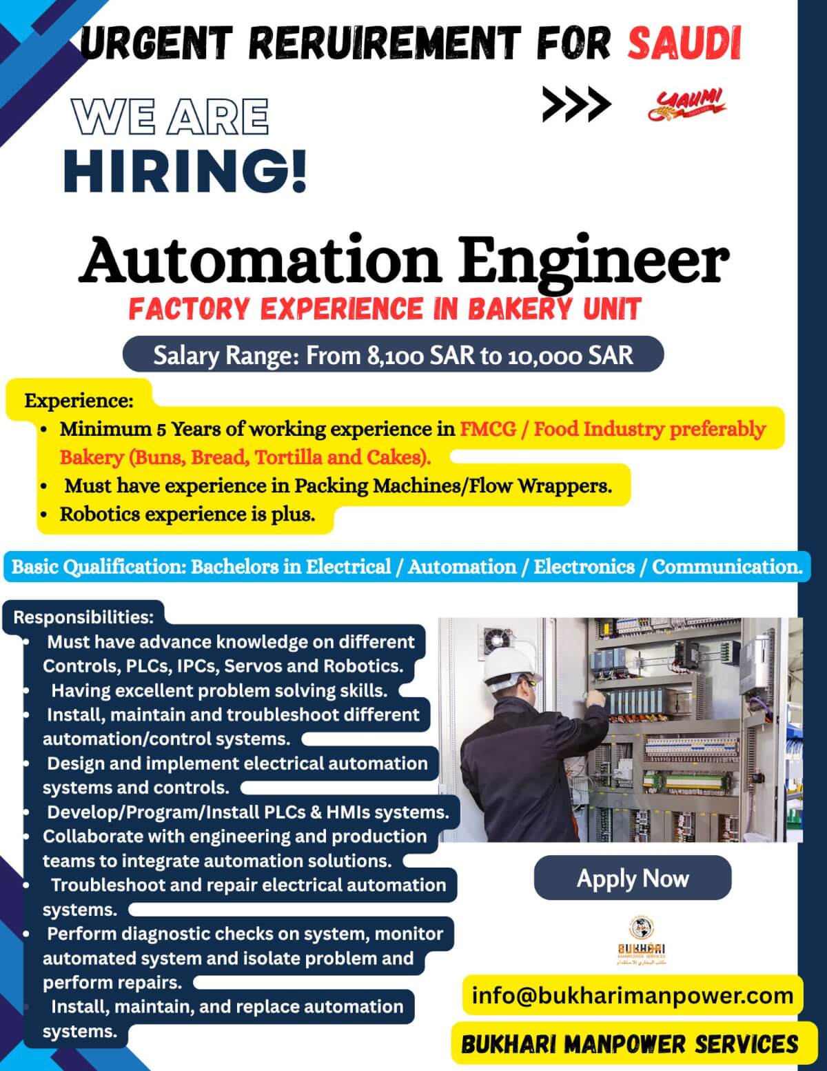 URGENT RERUIREMENT FOR SAUDI - Automation Engineer